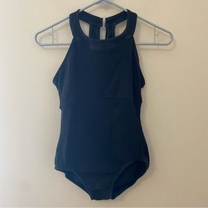 Black High-Neck Strappy Back Ballet Dance Leotard